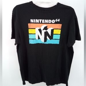 Nintendo 64 Men's Black Graphic Classic Game Console 100% Cotton Tee XL